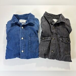 Goodfellow & Co Men's Casual Button Down Jean Shirts - Blue and Black (charcoal)